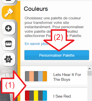 Palette des couleurs