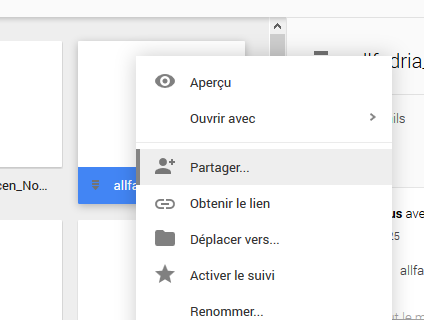 Partager un fichier Google Drive