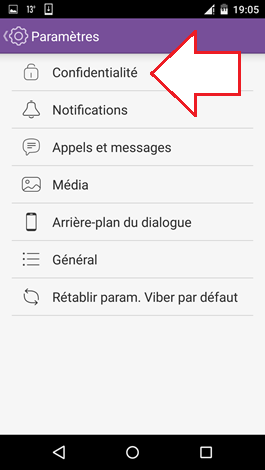 Réglages de confidentialité Viber