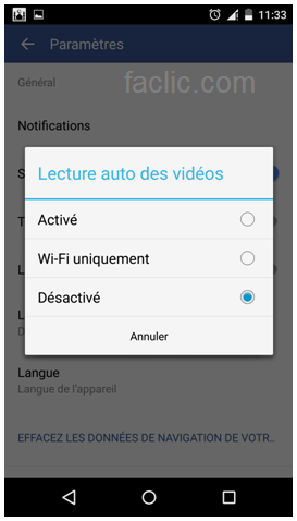 Désactiver la lecture auto des vidéos Facebook