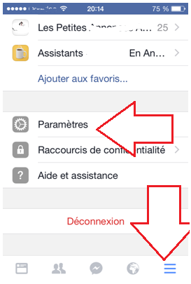 Paramètres Facebook iPhone