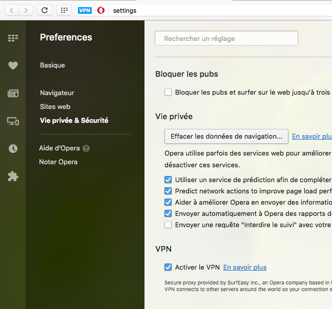 VPN Opera Developer