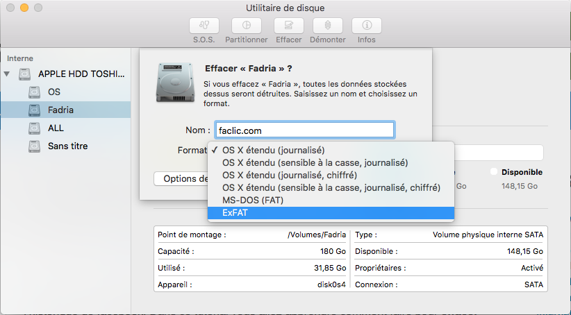 Formater flash disque MAC