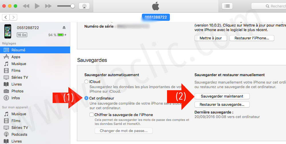 Sauvegarder un iPhone ou iPad