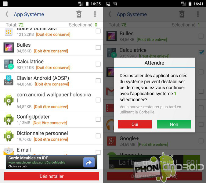 Désinstaller application par défaut Android