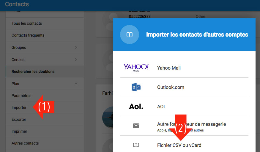 Importer contact Gmail