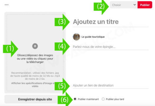 Créer un épingle sur Pinterest